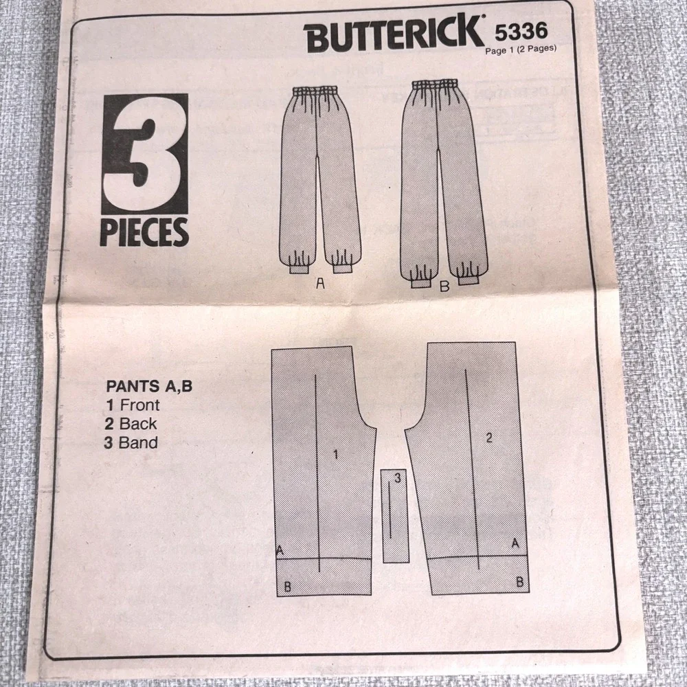 Butterick 5336 Vintage '91 Balloon Boho Harem Hammer Pants Sz L-XL Y2K Festival